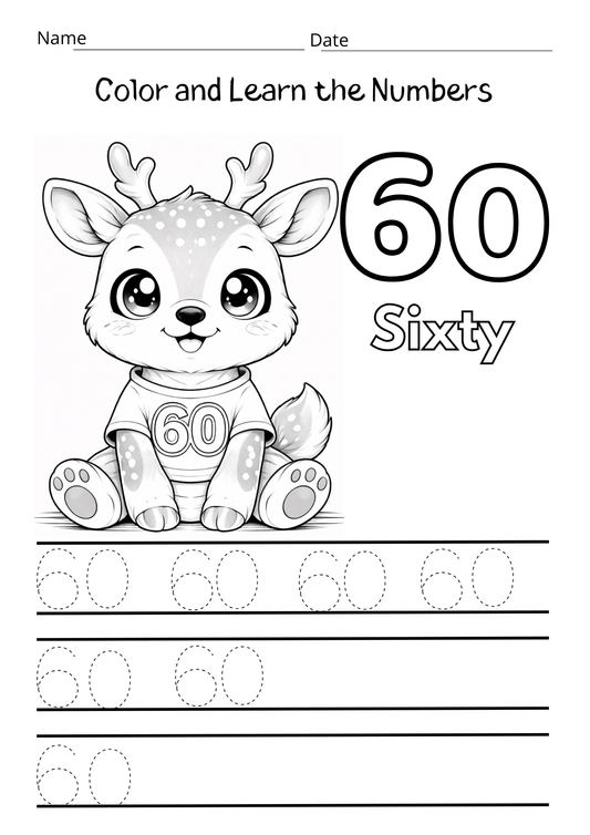 Learning Numbers Coloring Book for Kids, Cute Animal Worksheets | A4 Size | Trace and Color Numbers for Preschool & Kindergarten