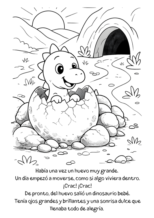 Libro para Colorear / El Pequeño Dinosaurio y su Primer Gran Paso / En Español