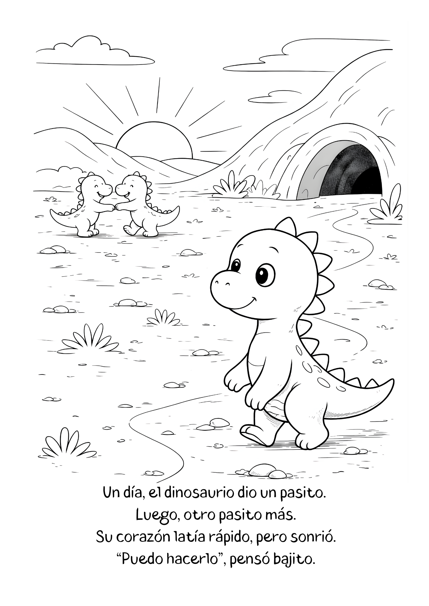 Libro para Colorear / El Pequeño Dinosaurio y su Primer Gran Paso / En Español