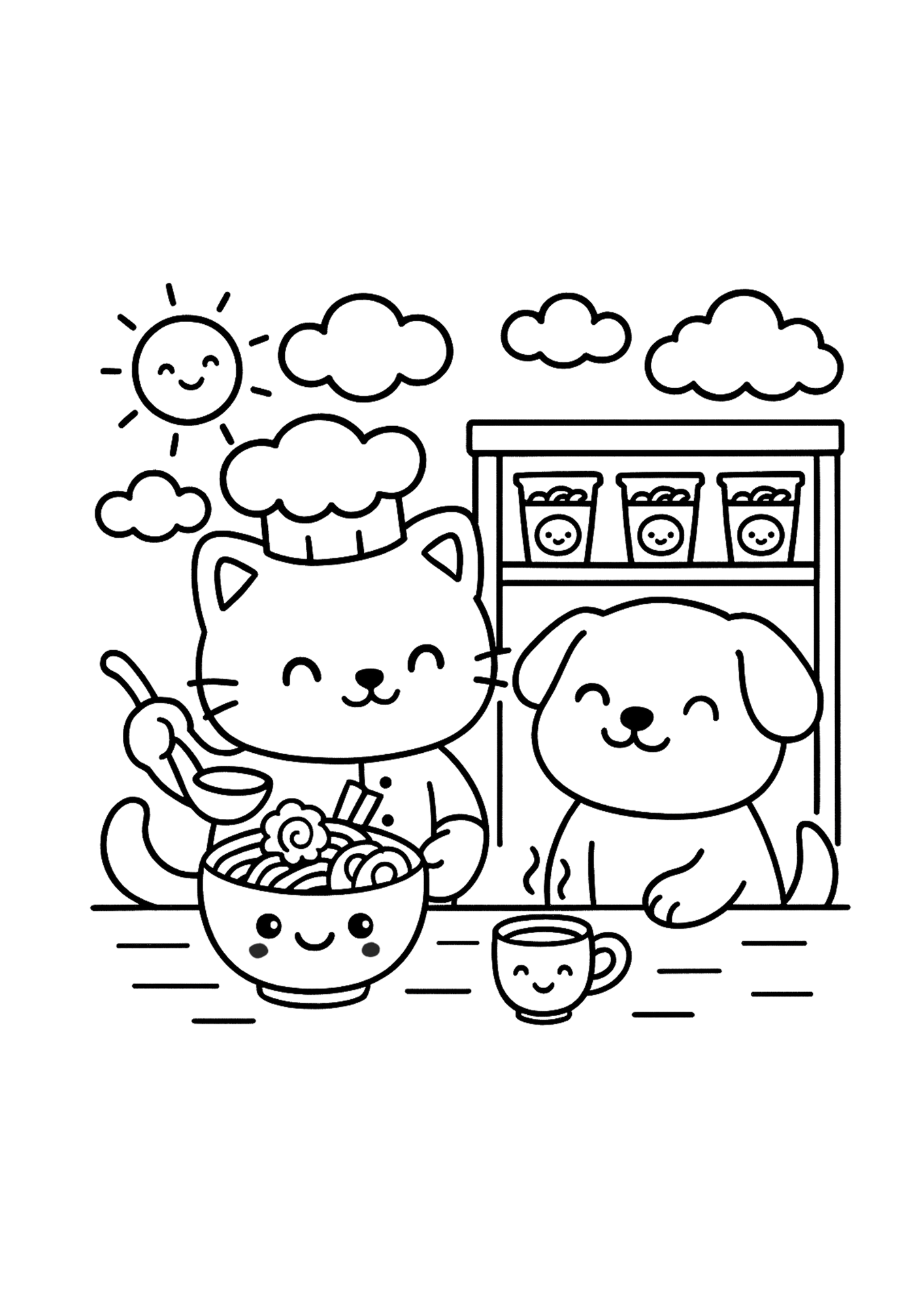 Kawaii Food and Animals Coloring Book: Cute Stuff - A Kawaii Coloring Book for Kids