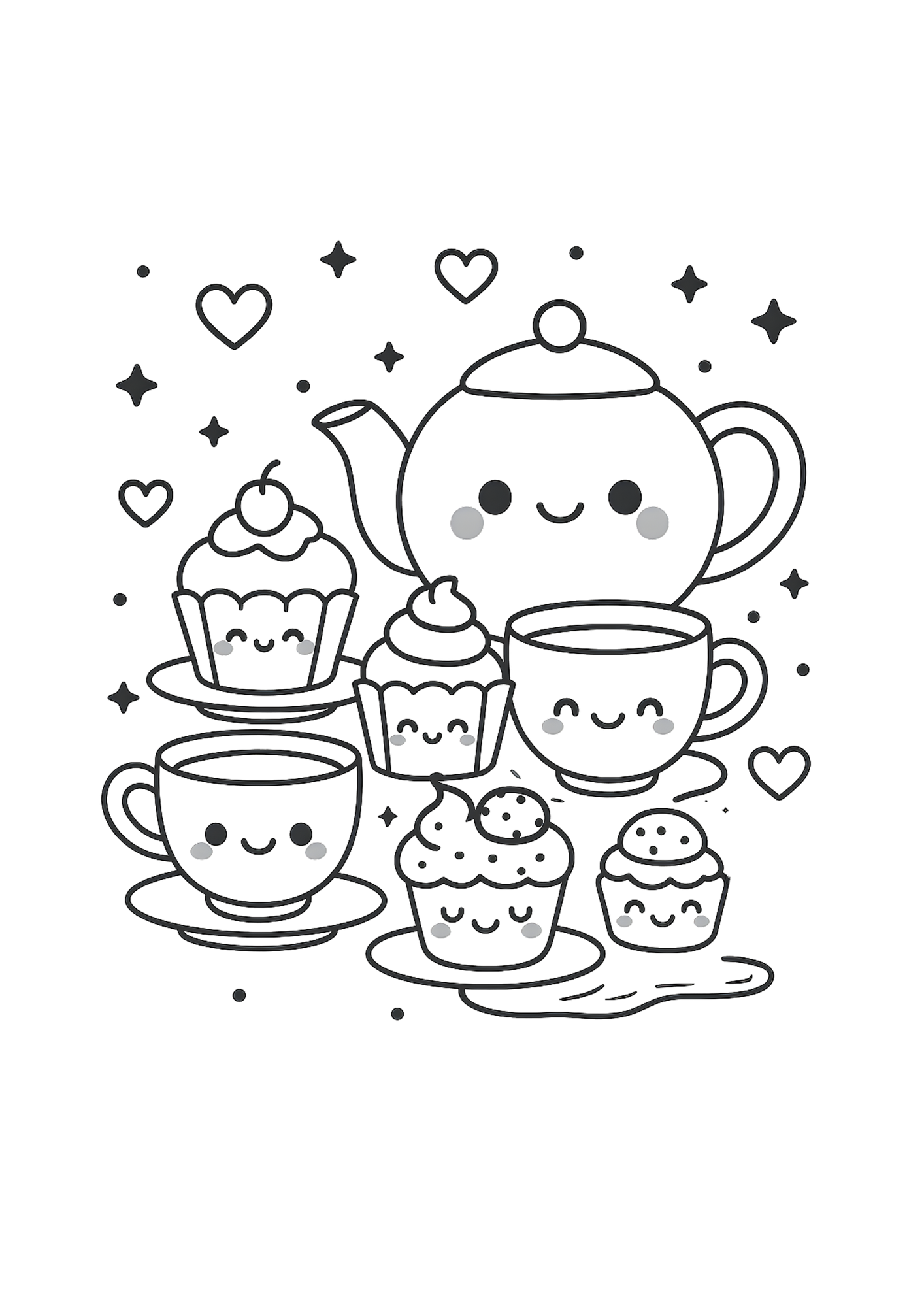 Kawaii Food and Animals Coloring Book: Cute Stuff - A Kawaii Coloring Book for Kids