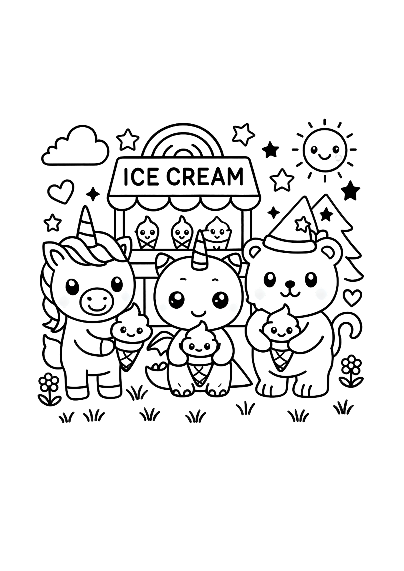 Kawaii Food and Animals Coloring Book: Cute Stuff - A Kawaii Coloring Book for Kids
