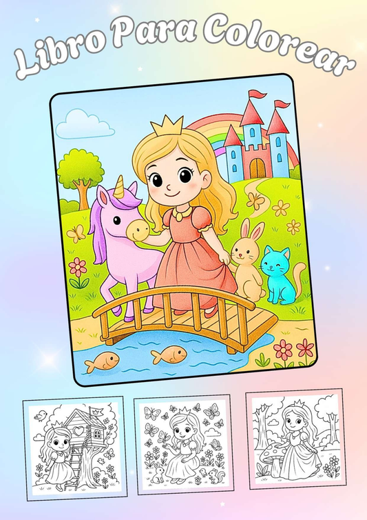 Princesses and unicorns coloring book - Fun and Magical Coloring Book For Kids