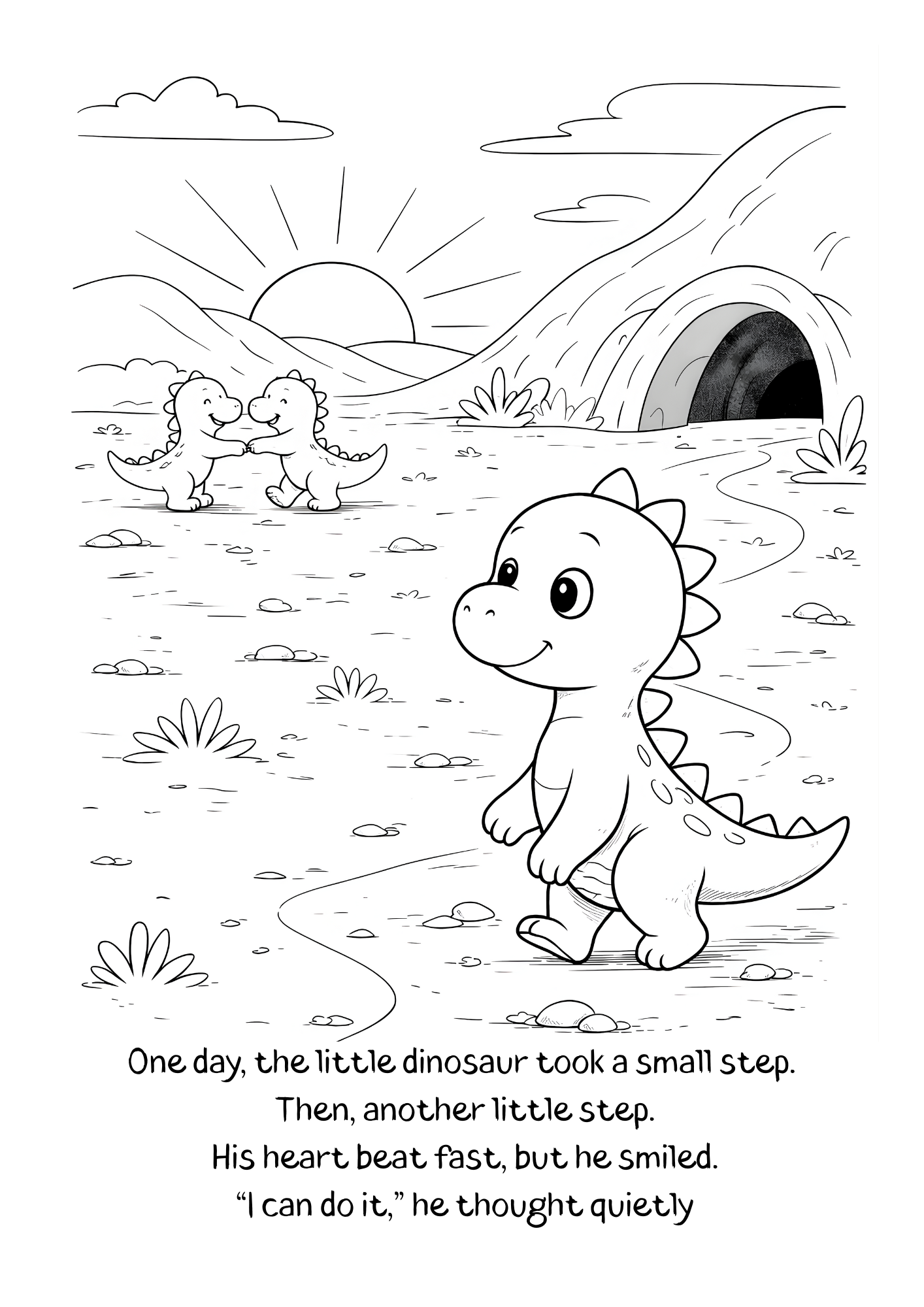 Coloring Book / The Little Dinosaur and His First Big Step